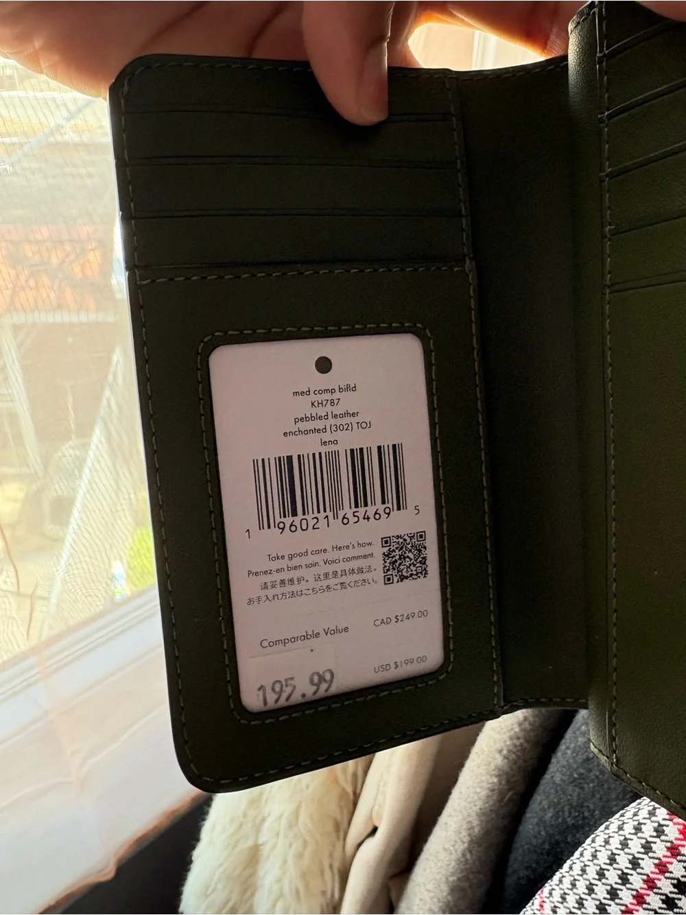 kate spade Olive Green Pebbled Leather Wallet